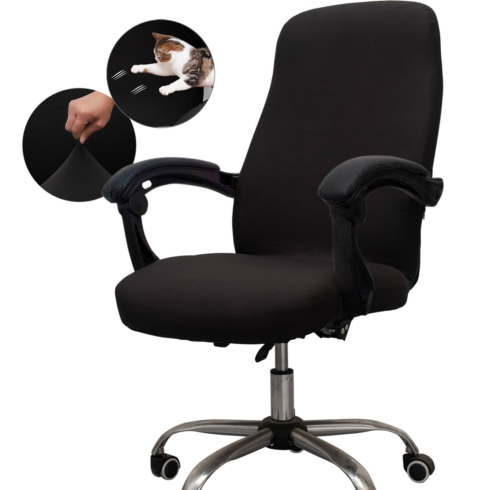 0a84d2e7d80fe52860a48d11af8a0f9aee189b2459075cef6e24730aa53d3d70.jpg Melaluxe Office Chair Cover - Universal Stretch Desk Chair Cover - Image 1