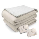 Biddeford Comfort Knit Natural Sherpa Electric Heated Blanket