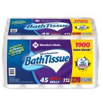 Member's Mark Ultra Premium Bath Tissue 2 Ply Mega Roll 275 Sheets 45 Rolls