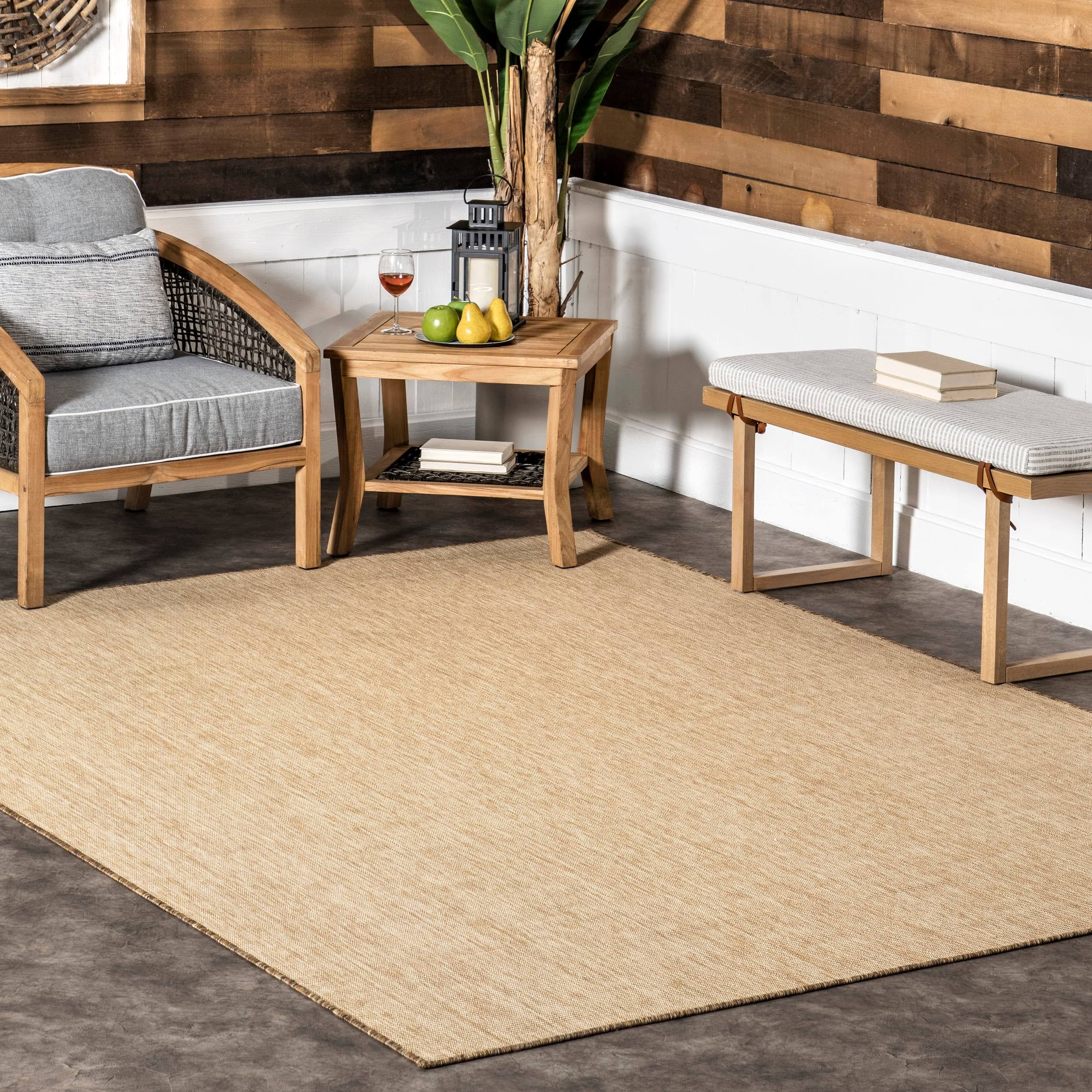 0aa2bfda90da43915c9b2a9266896949464992eb5e40196ea34cebb41924b497.jpg nuLOOM Nakia Transitional Indoor/Outdoor Area Rug 5' x 8' in Natural - Image 1