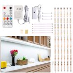 WOBANE Under Counter Light, Dimmable LED Under Cabinet Lighting, 6 Pcs LED Strip Light Bars with Remote Control for Kitchen,Shelf,Pantry,Showcase