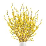 YQYAZL Artificial Forsythia Flowers,3Pcs 39.4 inch Artificial Forsythia Blossom Jasmine Stems Fake Silk Forsythia Branches for Flower Arrangement