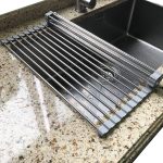 Attom Tech Home 17.7 inch x 11.5 inch Long Dish Drying Rack, Roll Up Dish Racks Multipurpose Foldable Stainless Steel Over Sink Kitchen Drainer Rack