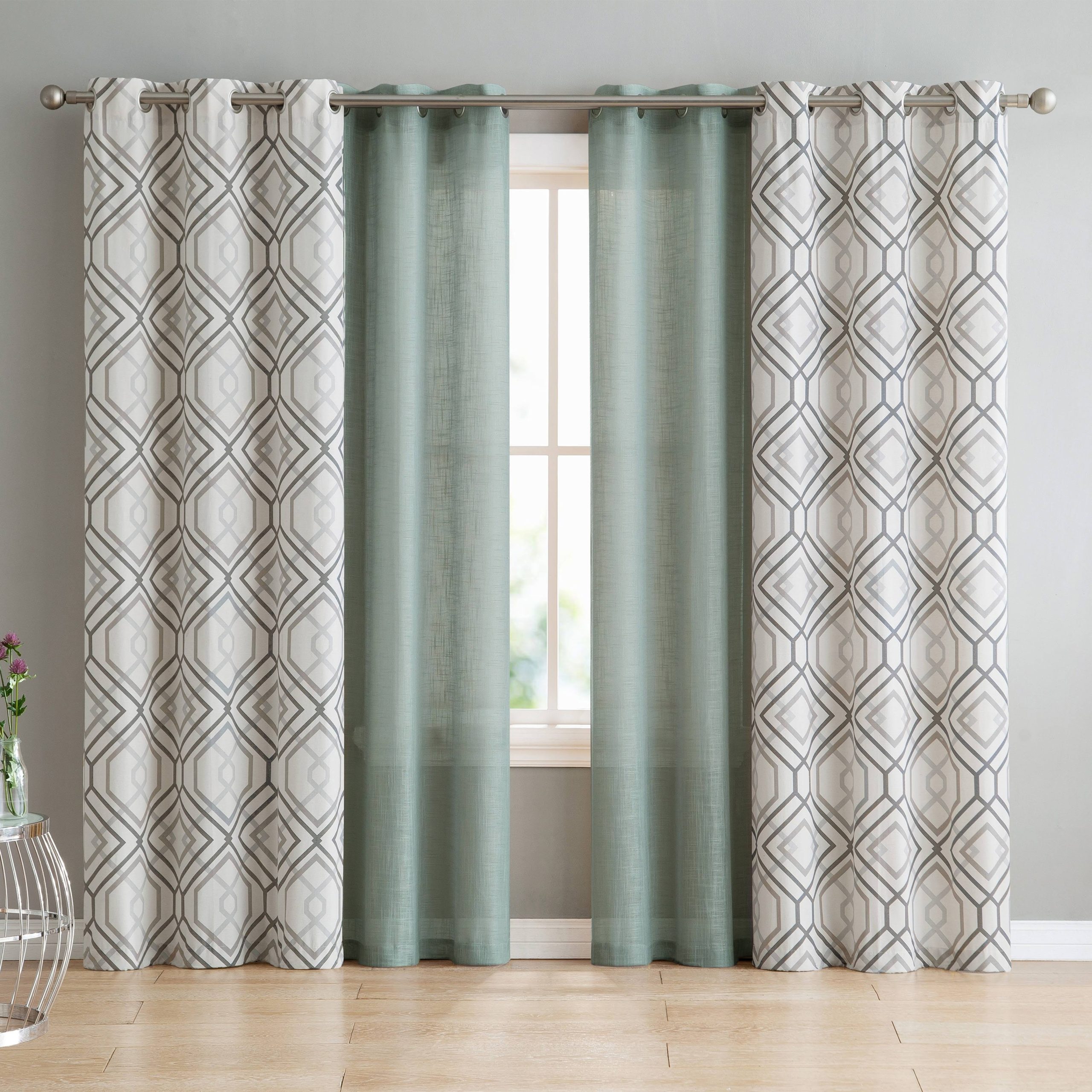 0b00c2f7512dfdc000d1de736ea6546f1e42bebb94e8e5fe0337bed917639554.jpg VCNY Home Jackston 4 Piece Curtain Panel Set - 38" W x 84" L - Charcoal - Image 1