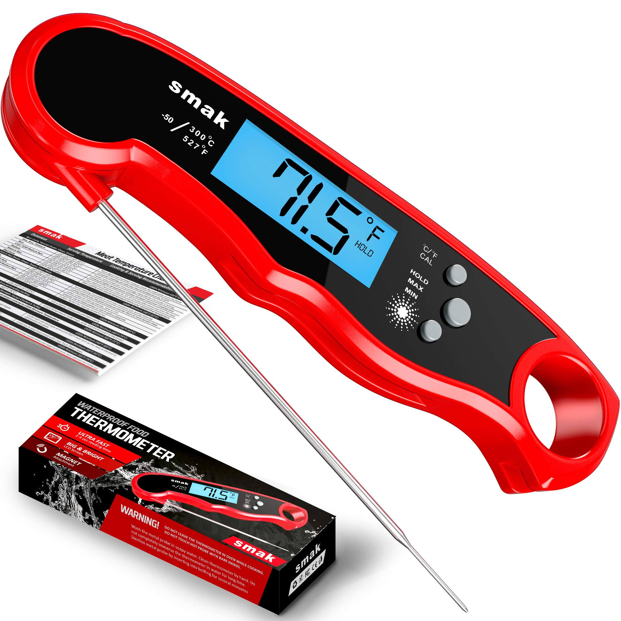 0b0d4d4ef29201a5ec662658d04d38dd2b577c3bb15a4e8de67827ac8142413a.jpg Digital Instant Read Meat Thermometer - Waterproof Kitchen Food Cooking Thermometer with Backlight LCD - Best Super Fast Electric Meat Thermometer - Image 1