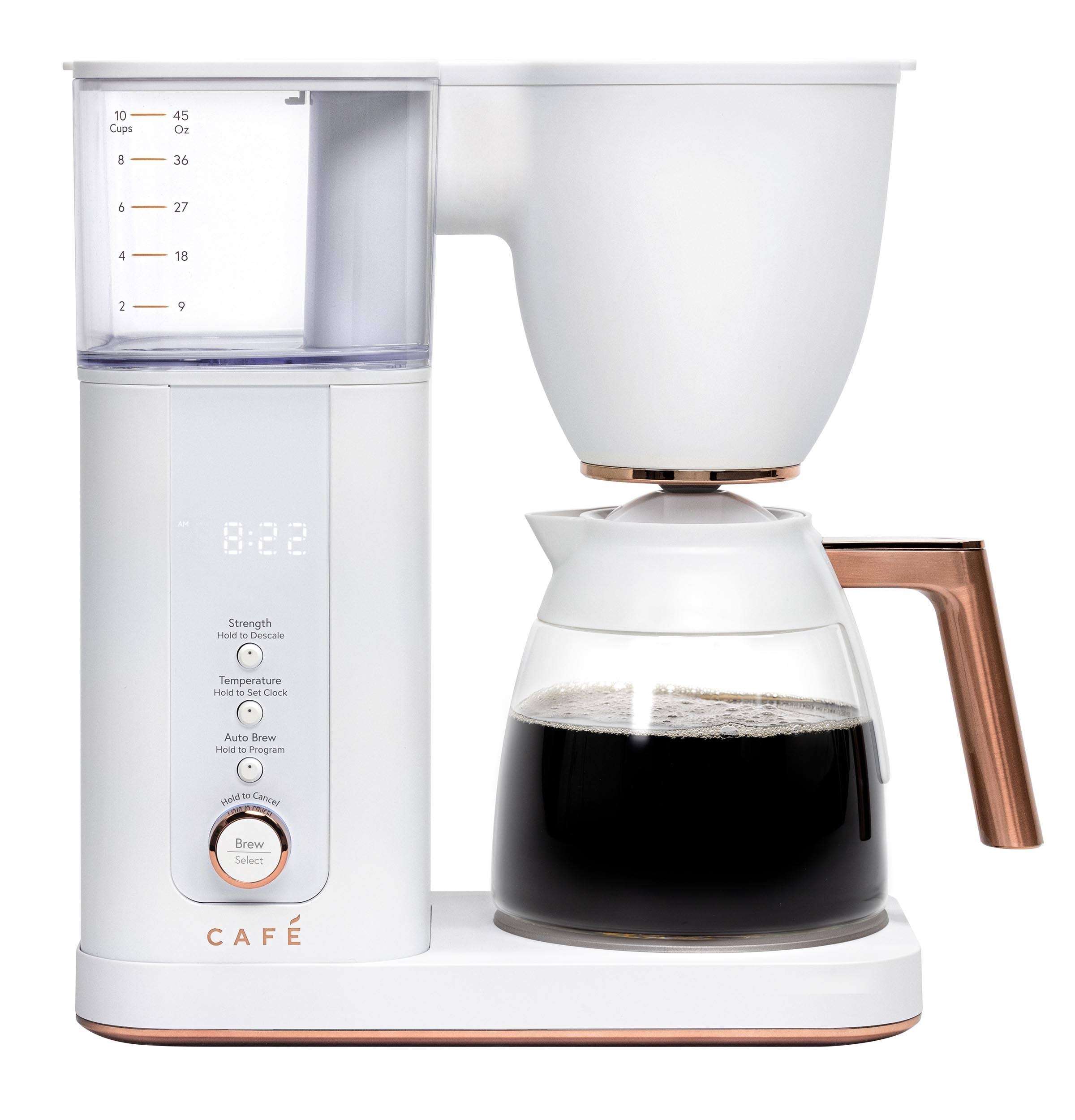 0b0dceeb92f59ba69ec35965846c423c03ed372dc70a007c7e3de378f099cfc1.jpg Caf�� Specialty Drip Coffee Maker with Glass Carafe, 10 Cups, Matte White - Image 1