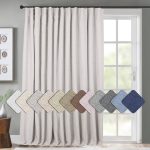 INOVADAY Thermal Sliding Door Curtains 100% Blackout Extra Wide for Patio, Linen Textured Farmhouse Glass Door Drapes (W100 x L84, 1 Panel, Beige)