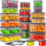 HOMETALL 40 Pcs Food Storage Containers with Lids Airtight 100% Leakproof Plastic Meal-Prep Containers Reusable(20 Containers & 20 Lids)microwave