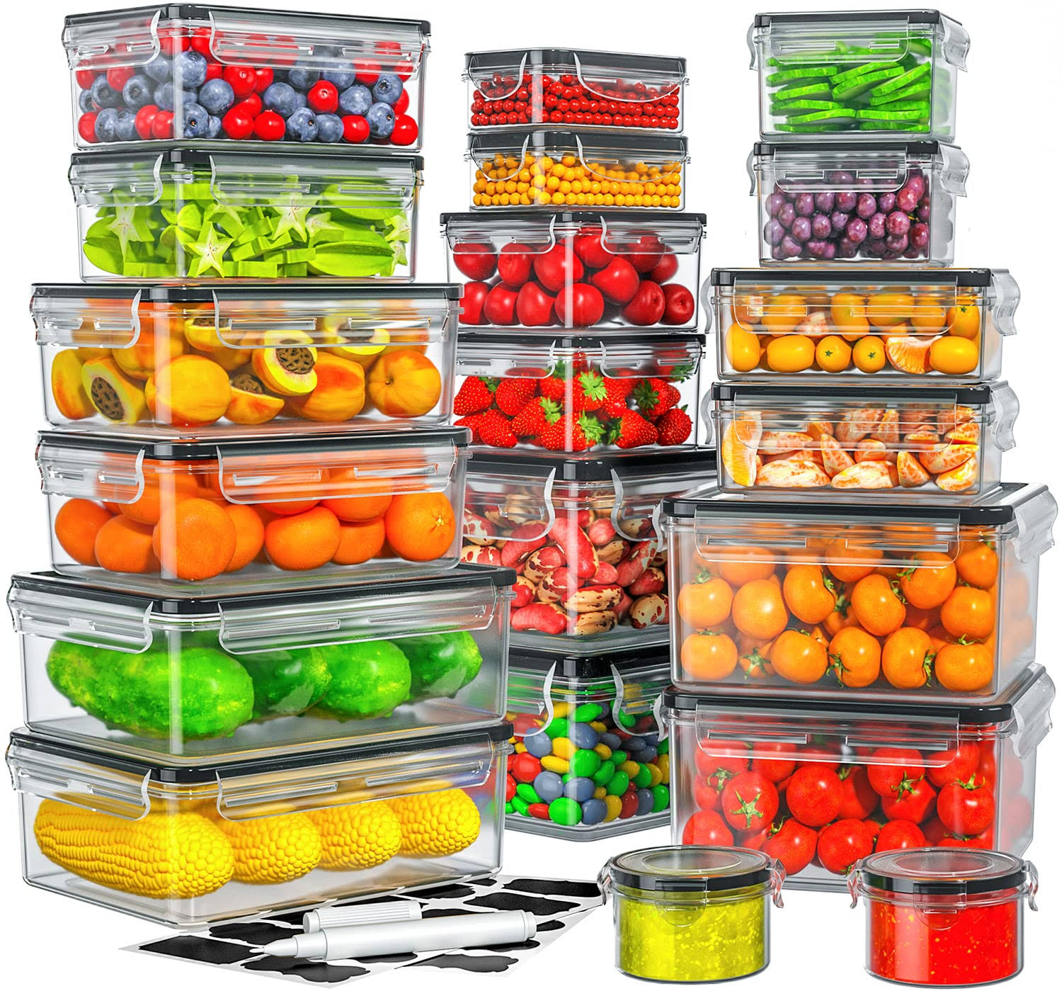 0b69cd8e87cf36c08d85d99e32b2230ae6db26609dc10d3ab8dc7f559c917585.jpg HOMETALL 40 Pcs Food Storage Containers with Lids Airtight 100% Leakproof Plastic Meal-Prep Containers Reusable(20 Containers & 20 Lids)microwave - Image 1