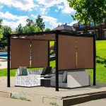 Aoodor 10 x 10 ft Outdoor Pergola with Retractable Canopy, Aluminum Frame, 4 Pieces Patio Sun Shade Shelter for Backyard, Deck - Dark Brown