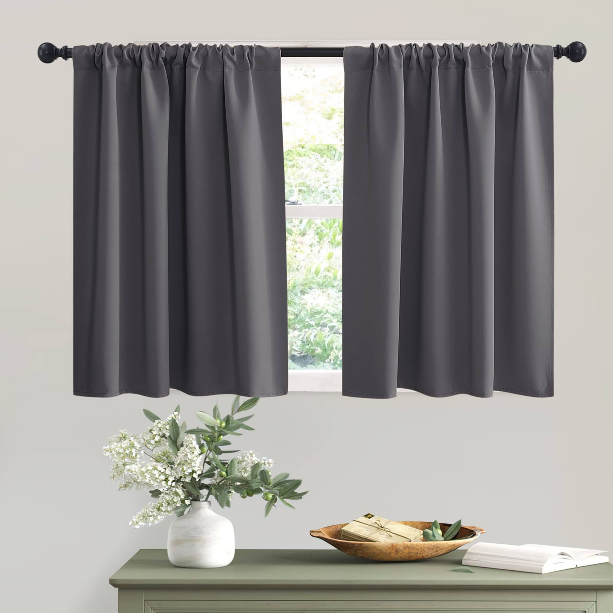 0b761ba718cfc2e9959f12f97552cabd7beab2e2fa7450ccd2e4112e0201fe05.jpg RYB Home Short Curtains Gray Half Window Curtains for Bedroom, Privacy Curtain Tiers for Windows, Energy Saving Curtain Tiers for Bathroom Shades, Wid - Image 1