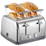 Yabano 4 Slice Toaster, Retro Bagel Toaster with 7 Bread Shade Settings and Warming Rack, 4 Extra Wide Slots,