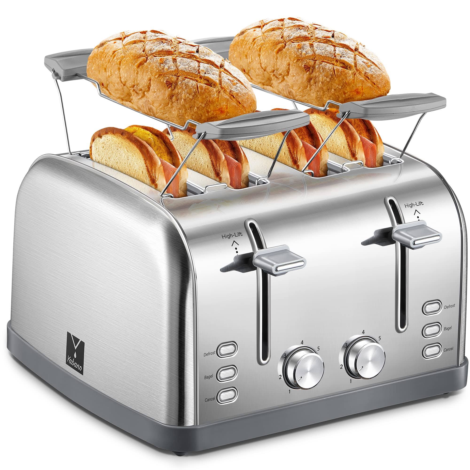 0bed24b7ea8e0d6a919aa4856ac628af45fc31413673628339ebb9d694a77af5.jpg Yabano 4 Slice Toaster, Retro Bagel Toaster with 7 Bread Shade Settings and Warming Rack, 4 Extra Wide Slots, - Image 1