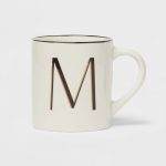 16oz Stoneware Monogram M Mug Ivory - Threshold
