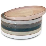 Mora Ceramic Flat Plates Set of 6-8 in - The Dessert, Salad, Appetizer, Small Lunch, etc. Microwave, Oven, and Dishwasher Safe, Scratch Resistant.