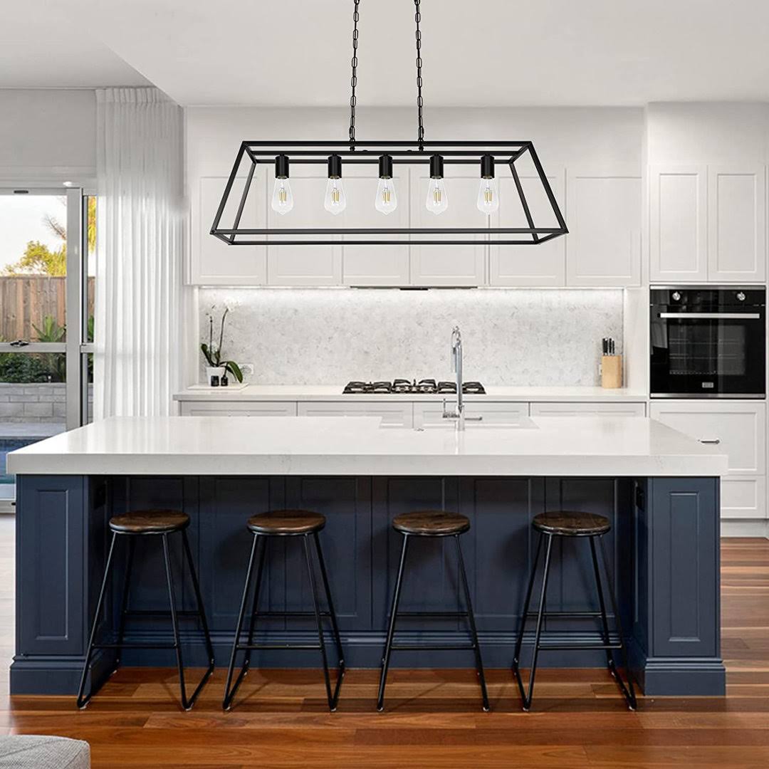 0c210f9fb4b19d89697277bc479f1fbcec41f12a20f75916edd1100a3cbc6582.jpg Doffin Modern Kitchen Island Lighting Farmhouse Chandelier - Black - Image 1