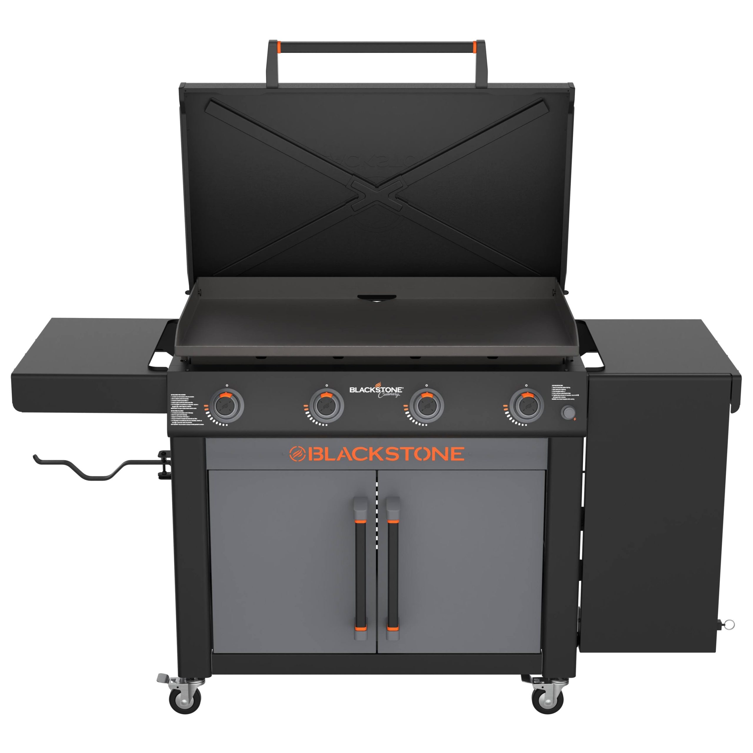 0c2b3dd024abb9d0a70dca0aedcb156248ae5c919bbc5e5a20f2551a7e986503.jpg Blackstone 36" Culinary Omnivore Griddle with Side Table 4-Burner Liquid Propane Flat Top Grill | 2230 - Image 1