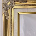 TP Picture Frame (No Glass and Backing)- Classic Gold Ornate Wood/Gesso with Cream Linen Liner, Antique/Vintage Style, Shabby Chic, Baroque Museum