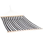 Sunnydaze Decor Quilted Fabric Hammock 2-Person with Spreader Bars - Black