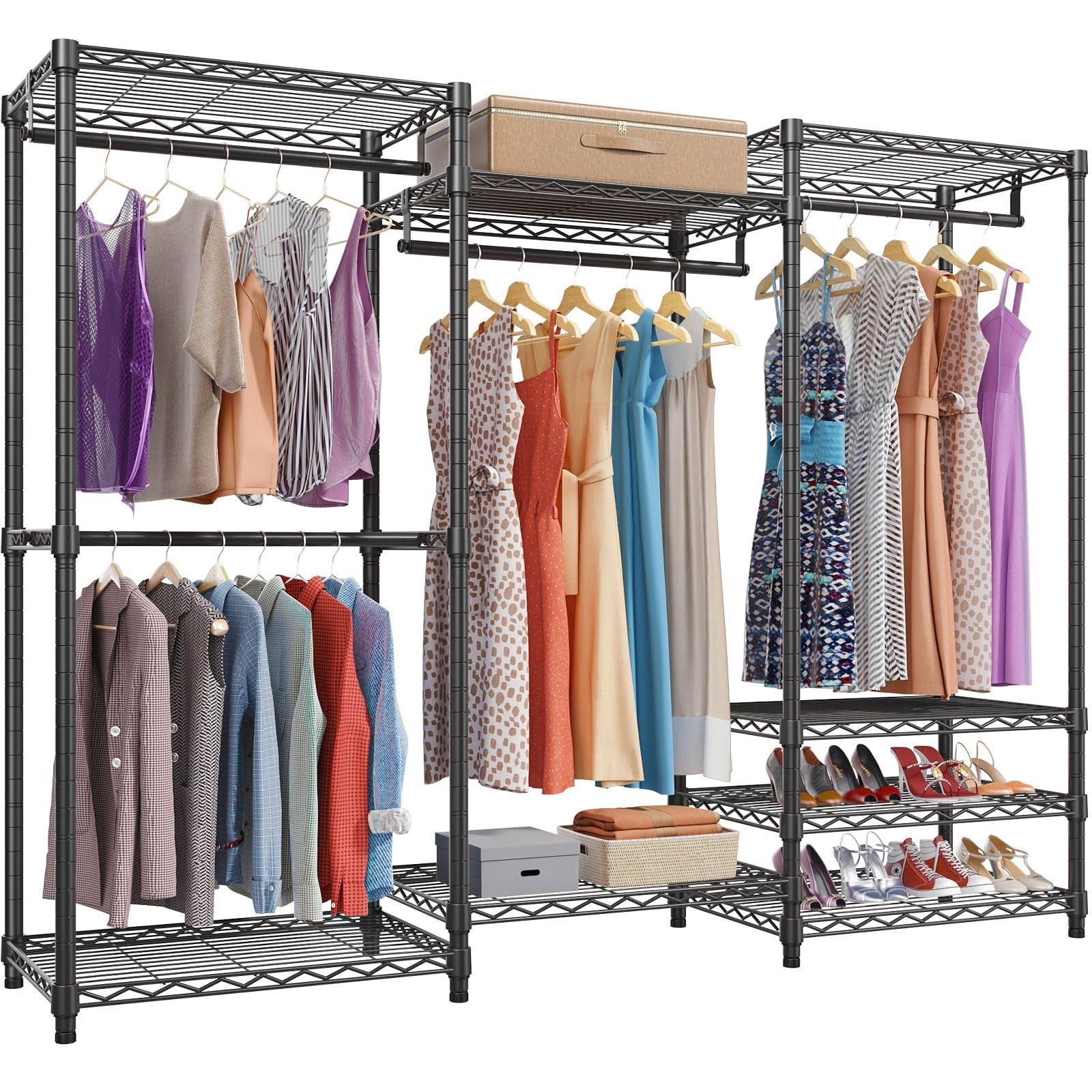 0c4c173a5cb96d4a989f407482988e936cdde0c3af0a4f1b4ce7ef9b9f5289c8.jpg VIPEK V5 6 Tiers Wire Garment Rack Portable Closet Wardrobe, Max Load 800lbs, Black - Image 1