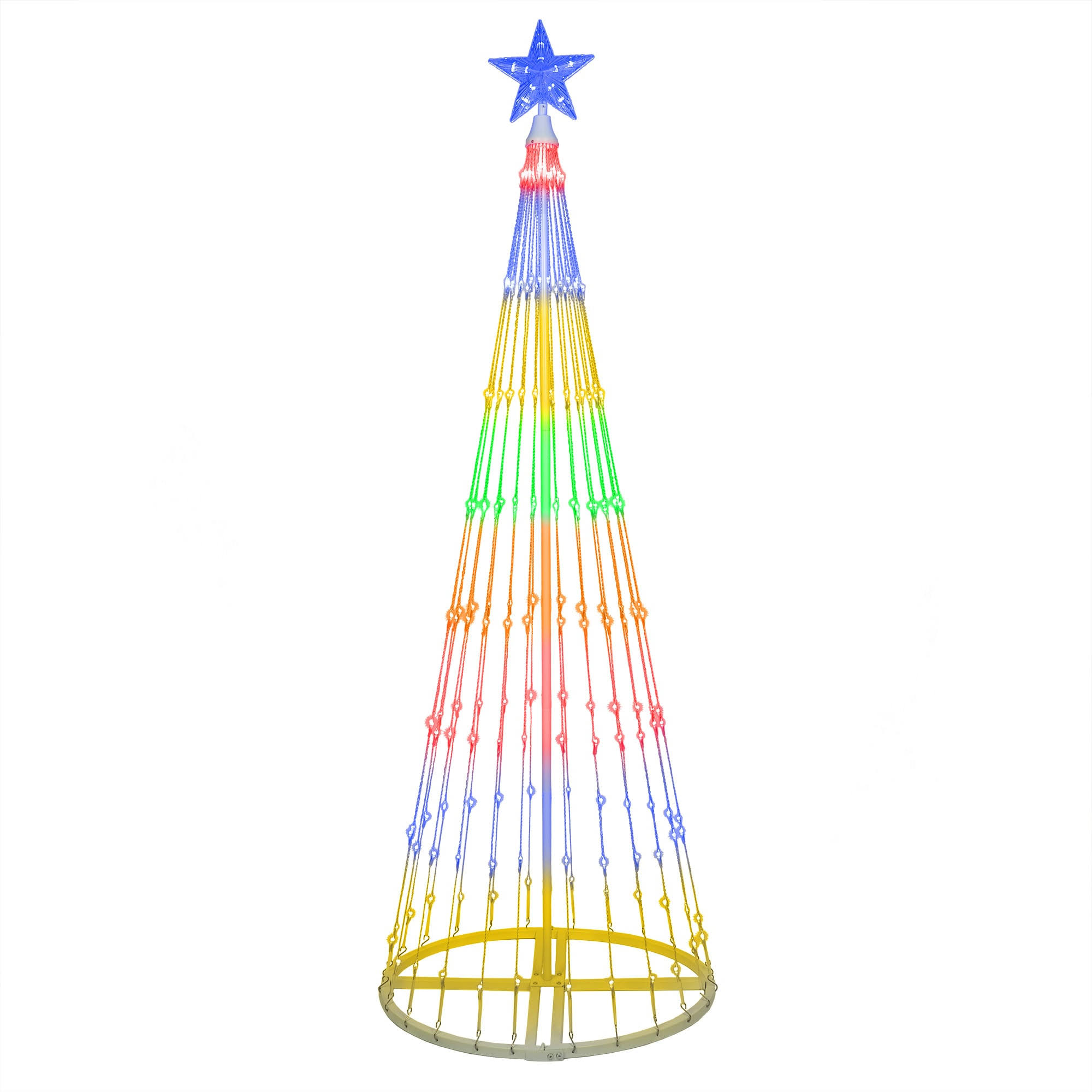 0c54c2b15589c39c8283ca3b8ad5e2ad3398766bc4b98ce0423b66bbe511232a.jpg Wintergreen Lighting 14-Function LED Light Show Cone Christmas Tree Outdoor Christmas Decorations (6 Multicolor) - Image 1