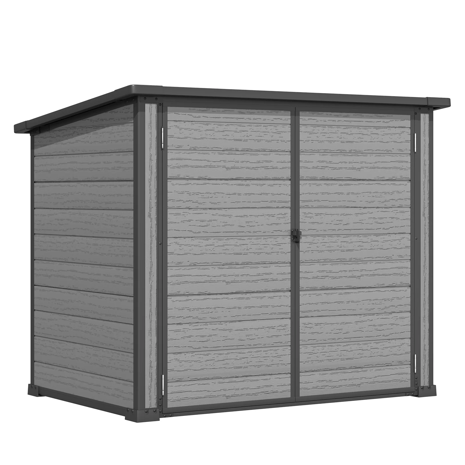 0c88e766179bc98618fd0a9b4a04f42f77771dbb09d9d765cd58d9697c7af9fd.webp AECOJOY Resin Outdoor Trash Can Storage Shed, Plastic Garbage Can Shed for 2 Cans - Image 1