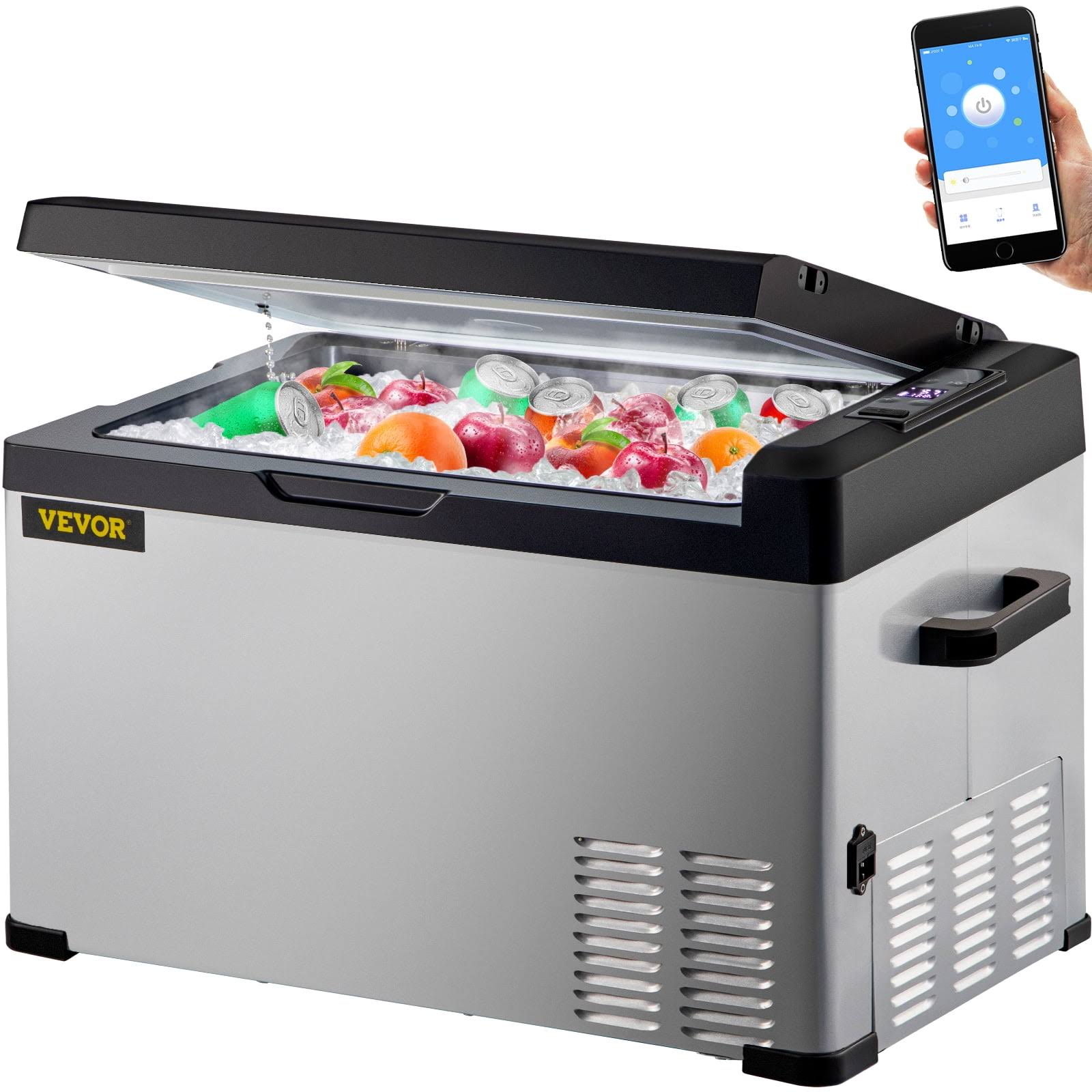 0cb1255b4fad9a73606d7185a7a4df3ac1e0dc81a85040fe621bb63fa9c29d57.jpg VEVOR Portable Car Refrigerator 32 qt, 12V Portable Freezer with Single Zone, 12/24V DC & 110-240V AC Electric Cooler with -4-68 Cooling Range, for - Image 1