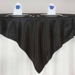 Tableclothsfactory 72" Satin Square Table Overlay for Wedding Catering Party Table Decorations Black (Table Toppers)