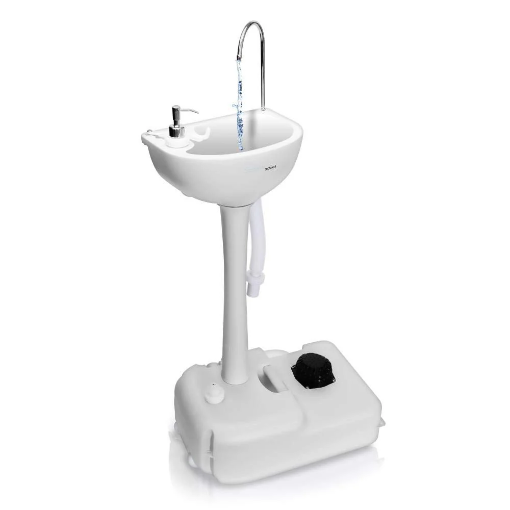 0cbb81cedda8e70c3a079d4d717f71b2696650208fd5c1fb2072659236ec41ab.webp SereneLife Portable Camping Sink w/Towel Holder & Soap Dispenser - Image 1