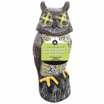 Ugold Solar Powered Owl with Detection, Silent Mode, Flashing Eyes, Rotatable Head and Realistic Hoots, Plastic Owl Decoration F