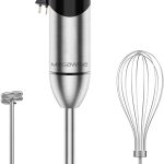 MegaWise Pro Titanium Reinforced 3-in-1 Immersion Hand Blender, Powerful Copper Motor with 80% Sharper Blades, 12-Speed Corded Blender, Including