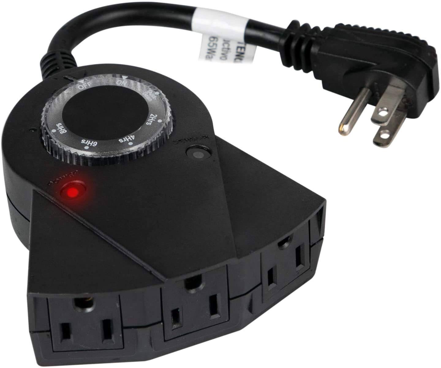 0d11d77a045a670bbe7847d5f68365d28eb267bf1ae94b67a905bae3d903e250.jpg Brightown Outdoor Light Timer Waterproof, 24 Hours Plug in Timer with 2, 4, 6 or 8 Hours Countdown Mode, 3 Grounded Electrical Outlet for Outdoor - Image 1