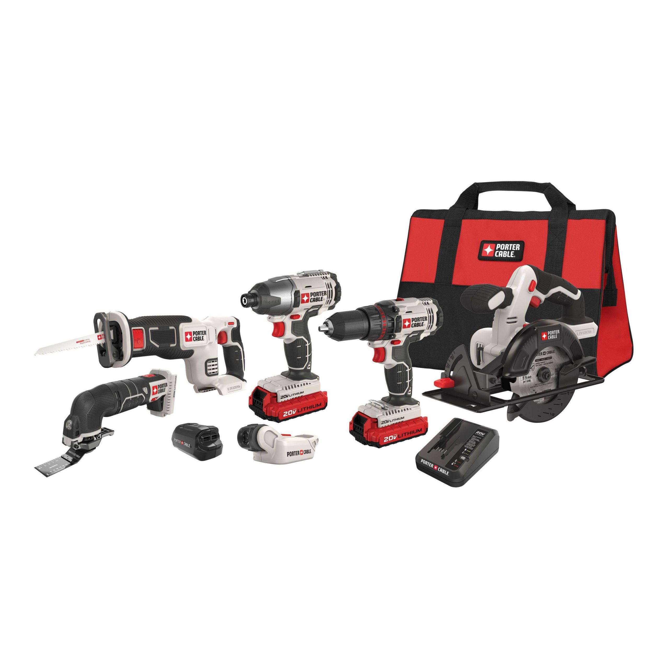 0d433b671fed9dc6b603c1d0841c349748e8f5c2e305c395ad25e12dee76672a.jpg Porter-Cable PCCK617L6 20V Max Cordless Lithium-Ion 6-Tool Combo Kit-Instock - Image 1