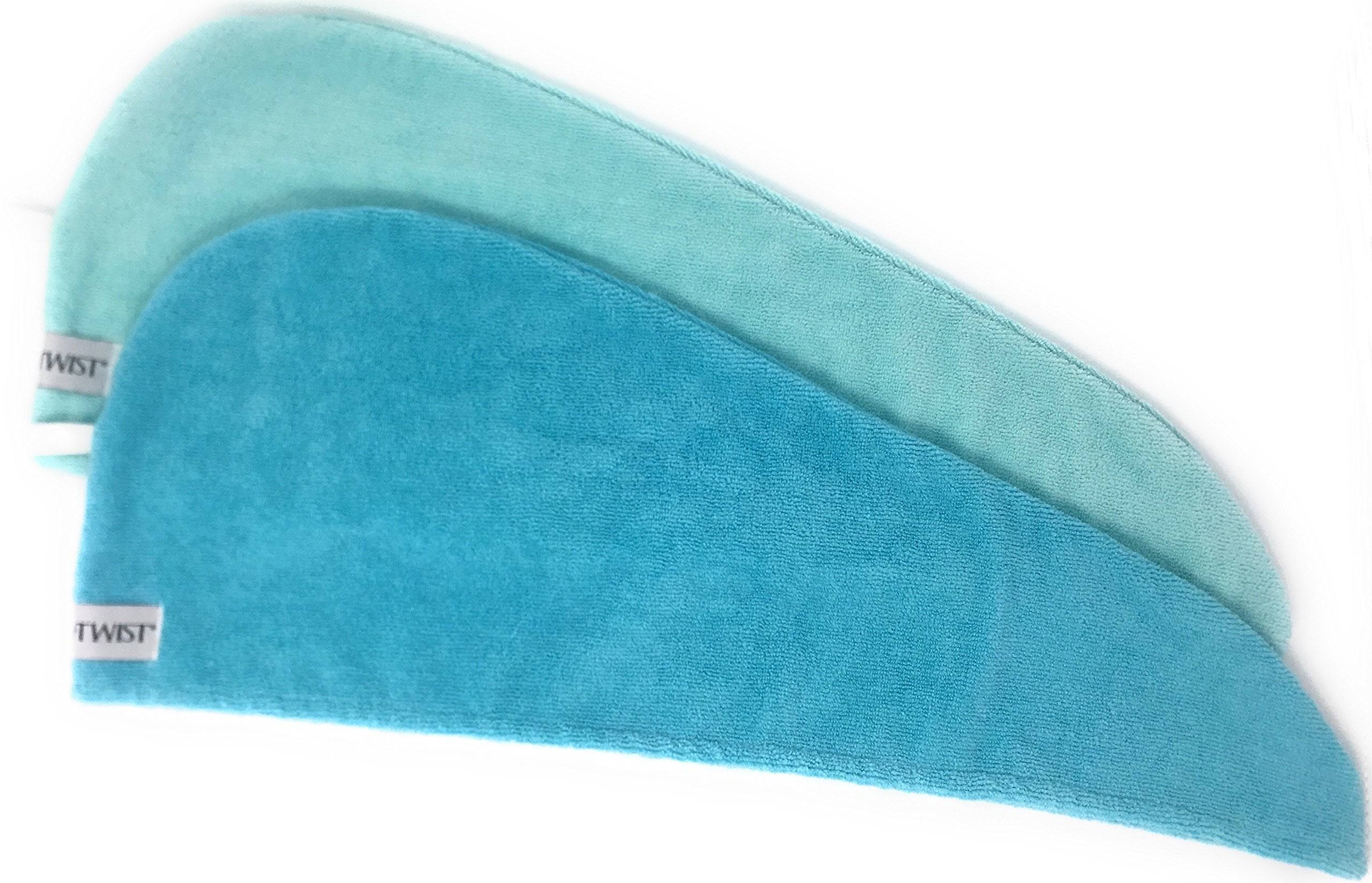 0d4dc987442d4dee3c39a407df8c8e8dea5d2344551df9d78b6892ba6374caff.jpg Turbie Twist Microfiber Hair Towel (2 Pack) Light Aqua - Dark Aqua - Image 1