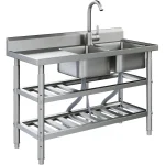 AECOJOY Stainless Steel Utility Sink, Freestanding Outdoor Sink Station with Hose Hookup