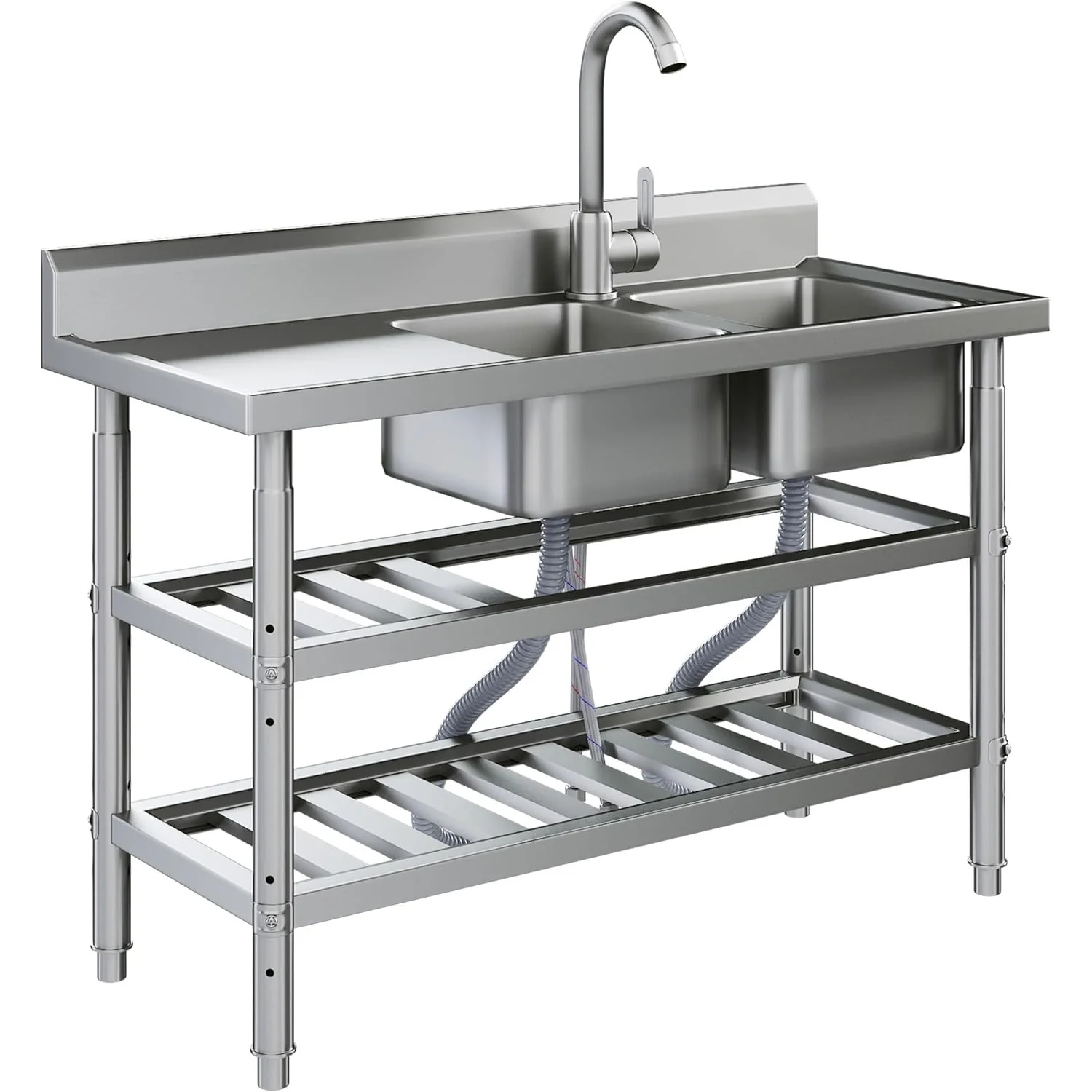 0d7114d808b6767af1c785e17778fbdad9e0fe3dbd598ec7a33735c117d65b81.webp AECOJOY Stainless Steel Utility Sink, Freestanding Outdoor Sink Station with Hose Hookup - Image 1