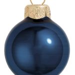 Whitehurst 8ct Midnight Blue Pearl Glass Christmas Ball Ornaments 3.25 inch (80mm)