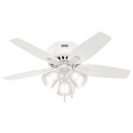 Hunter 42 in. Newsome Low Profile Fresh White Ceiling Fan with Light 51077
