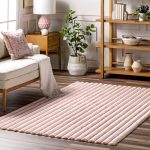 nuLOOM Kai Stripe Faux Rabbit Machine Washable Area Rug Blush 3' 9" x 6'