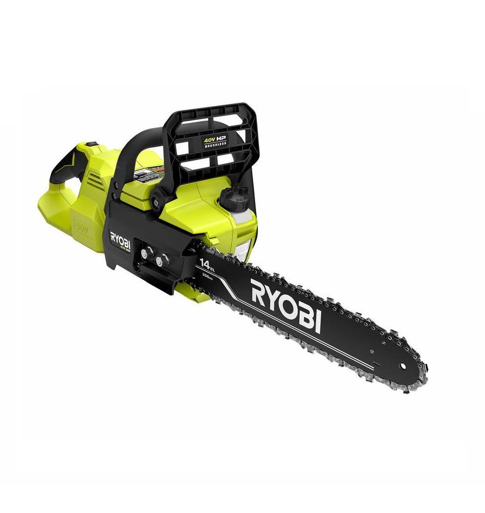 0d92814916d66787c626752ea66a49b7855bf79a783e110d0cb07f490fb168ec.jpg Ryobi Ry405010 40 Volt HP Brushless 14 inch Electric Cordless Chainsaw Tool Only - Image 1