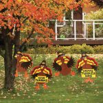 4 PC Tumbling Thanksgiving Turkeys Yard Sign Set 16"x18"