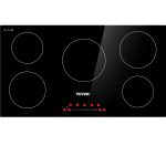 VEVOR Built-In Induction Electric Stove Top 5 Burners,35 inch Electric Cooktop,9 Power Levels & Sensor Touch Control,Easy to Clean Ceramic Glass