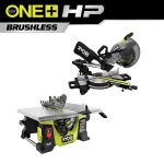 ONE+ HP 18V Brushless Cordless 2-Tool Combo Kit with Miter Saw and Compact Portable Jobsite Table Saw (Tools Only)-Instock