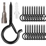 HouEarth 48 Pcs Q-Hanger Hooks, Screw Hooks for Outdoor String Lights, Safety Buckle Design Cup Eye Hook for Hanging Christmas Li