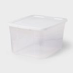 66qt Clear Latching Storage Box Off-White - Brightroom