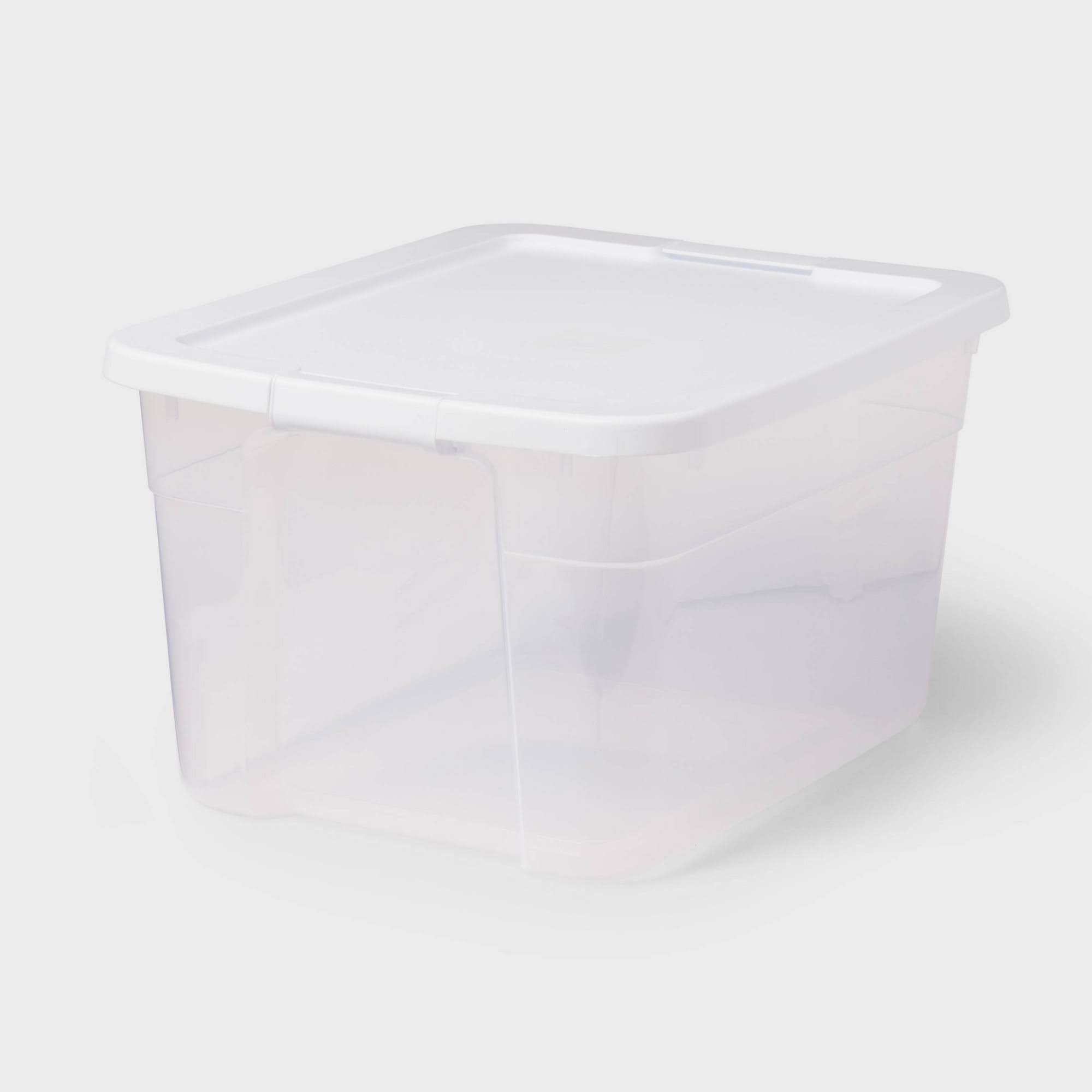 0de98846b028ffeb6e89071ff52b7f916fb8c39c4073e26082f00e14be05321a.jpg 66qt Clear Latching Storage Box Off-White - Brightroom - Image 1