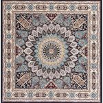 Nain Design 6 ft Square Navy Blue Geometric Area Rug