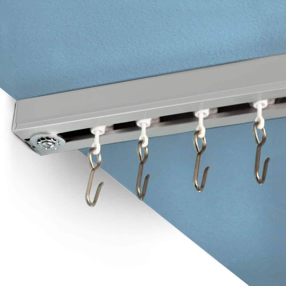 0df937f5e127f3a1840965fe32dce9809a3eaa5fcb5a4be716e4bb7bc98df6c8.jpg Roomdividersnow Ceiling Track Set - Medium for Spaces 6ft - 12ft Wide Silver - Image 1