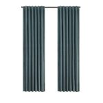 Eclipse Luxury Cotton Velvet 100% Blackout Rod Pocket Back Tab 84" x 50" Curtain Window Panel in Mineral Blue, 50x84
