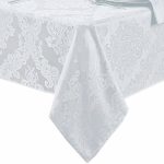 Barcelona Damask Tablecloth 60"x102" / White